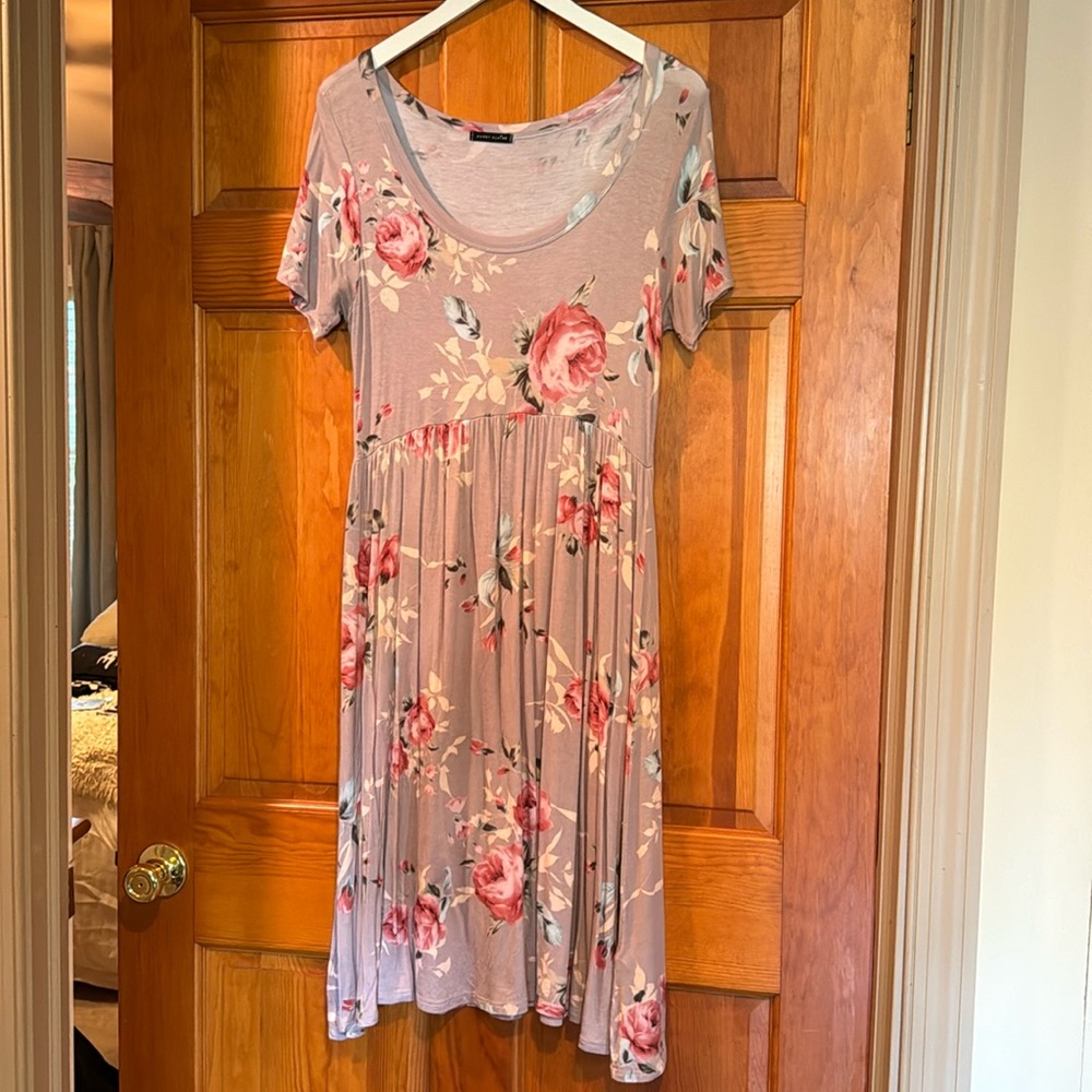 Women’s Floral Dress Large Beige/Pink/Mauve